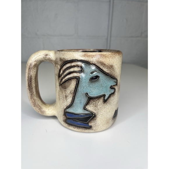 MARA Mexico Stoneware Capricorn Mug‎ Brown & Blue Zodiak Astrology Goat 16 oz - Picture 3 of 6